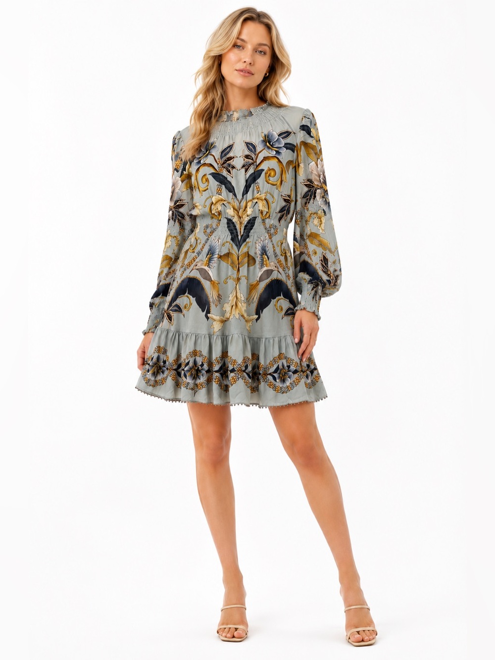 FARM Rio Blue Hummingbird Mini Dress XS NWT